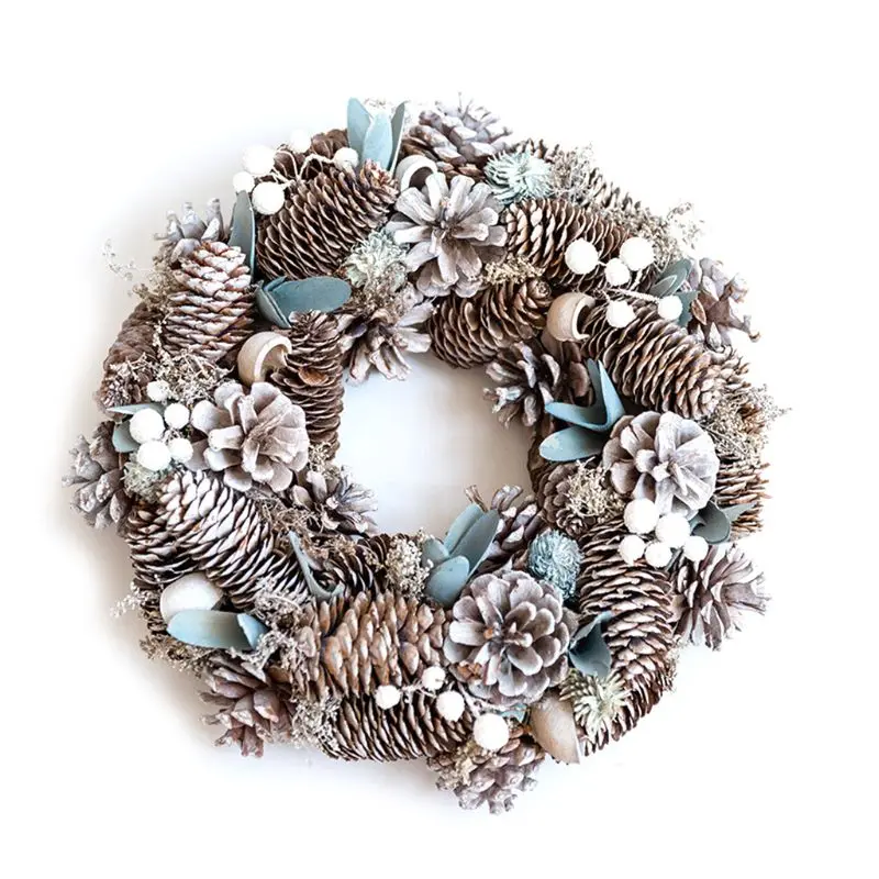 Зимний Рождественский венок искусственная сосна конус игольчатая для дверей