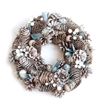 

Winter Christmas Wreath Artificial Pine Cone Pine Needle Harvest Wreath for Door Foyers Shop Windows Fireplaces Walls New Years