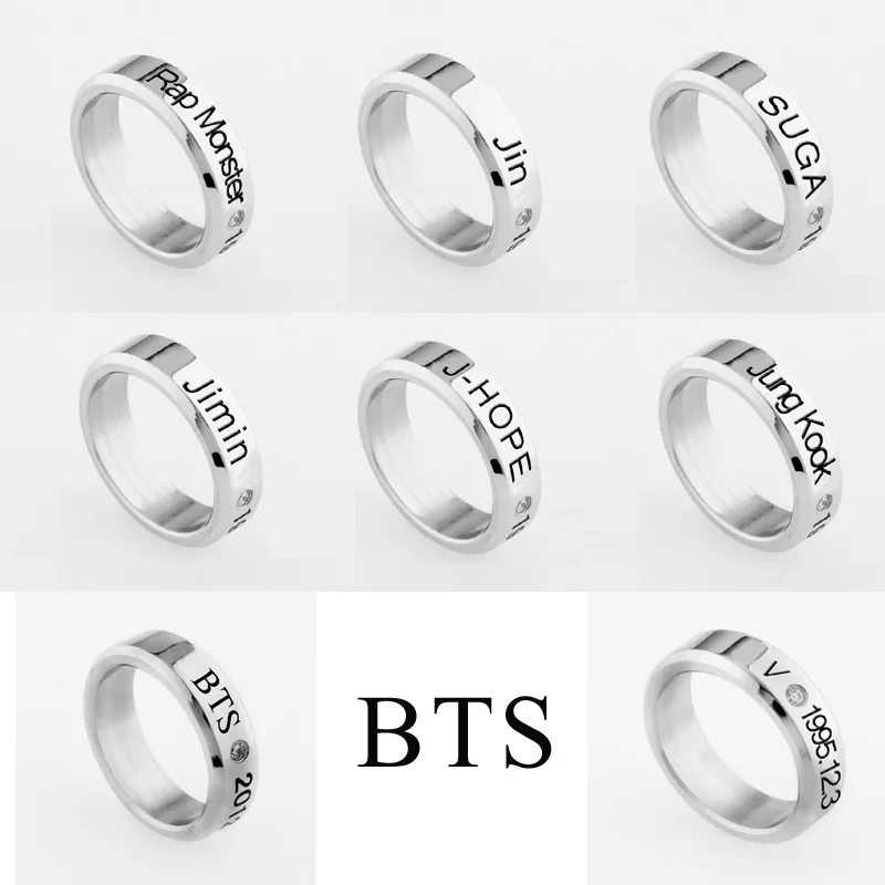 BTS пуленепробиваемый коллективный одиночный человек-титановое стальное кольцо Чжэн хосеок мин Юн его стиль знаменитостей