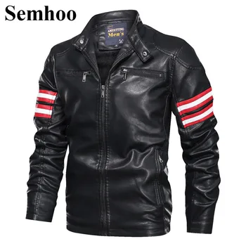 

2019 Winter Men's Leather Jacket Fashion Artificial Leather Casual Collar Solid Color Motorcycle Men's Jacket Plus Size L---3XL