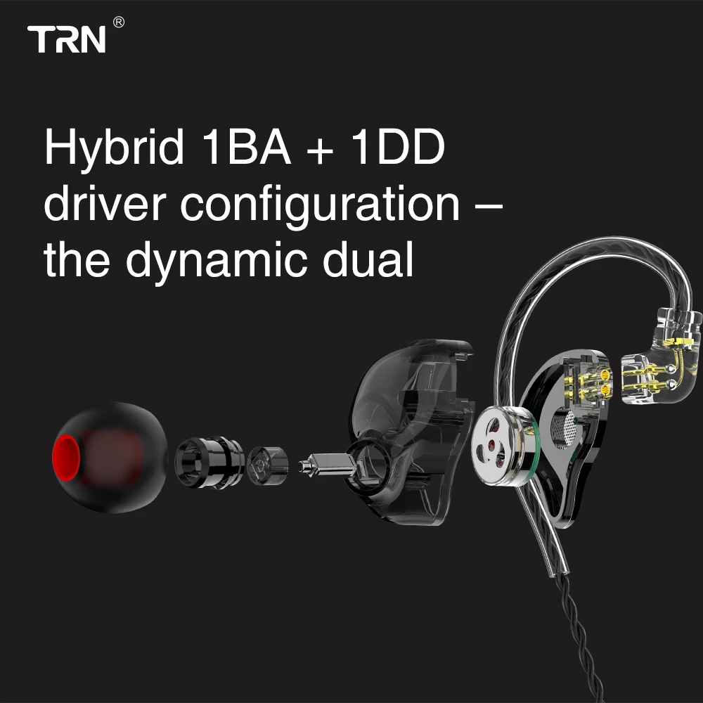 TRN ST1 1DD+ 1BA гибридные наушники в ухо с 2PIN съемные HIFI DJ монитор для бега спортивные наушники ушные наушники гарнитура для iPhone