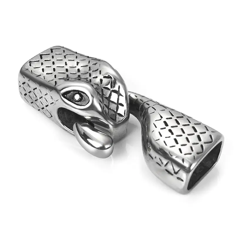 

Stainless Steel End Caps Snake Clasps Connector Hook For Punk Leather Bracelet Men Bangle Braided Male Jewelry Accessories