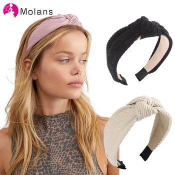 

Molans Stylish Striped Knot Top Headbands 2020 Novelty Elegant Solid Soft Suede Hairbands for Girls Wide Hair Hoops Headbands