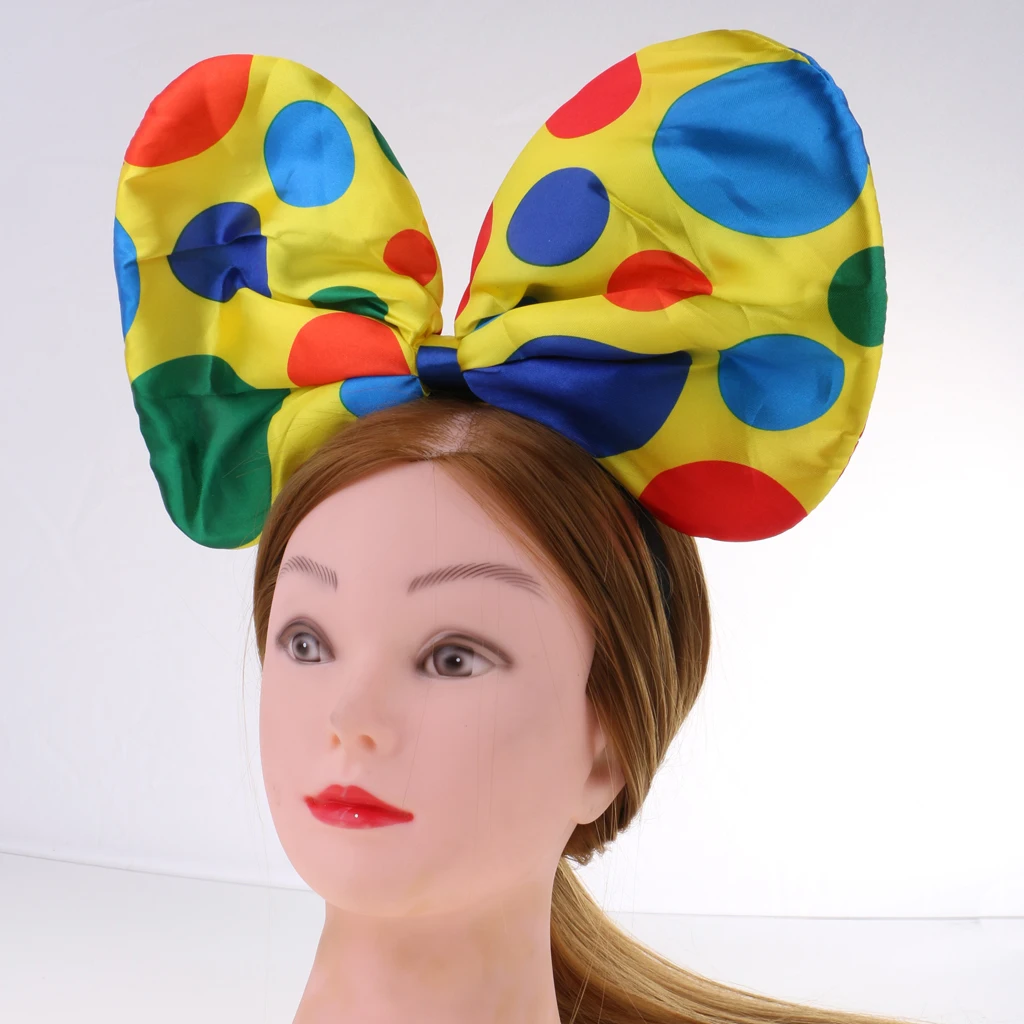 2pcs Fashion Clown Hat Headband Circus Jester Polka Dots Hairband Women  Fancy Dress Hair Accessories