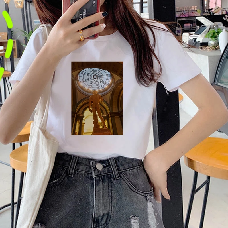 Summer Casual Women T shirts David's stone clown Printed Fashion clothing Harajuku Casual Korean Style Tops female Tee