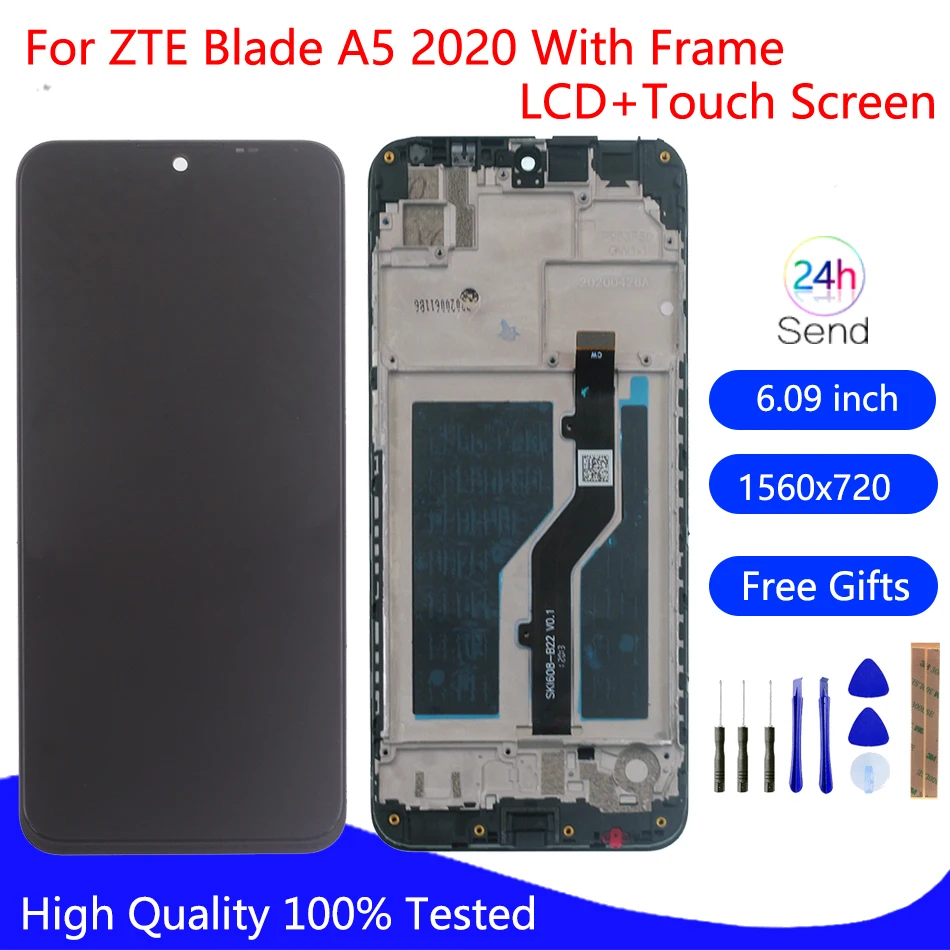 ЖК-дисплей кодирующий преобразователь сенсорного экрана в сборе для ZTE Blade A5 2020