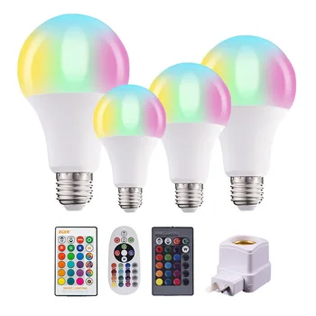 LED RGB 색상 변경 램프, E27 밝기 조절 가능, AC 220V, LED RGBW 매직 전구, 홈 파티 장식, 조명 스팟 램프, 5W, 9W, 12W, 15W, 20W