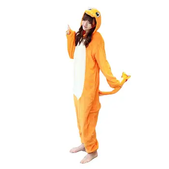 

Unisex Adults Animal Pajamas Anime Onesie Charmander Dragon Dinosaur Flannel Cartoon Cute Warm Cosplay Sleepwear