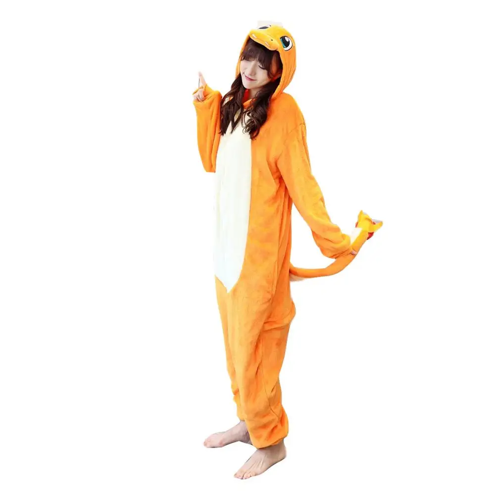 

Unisex Adults Animal Pajamas Anime Onesie Charmander Pokemon Dinosaur Flannel Cartoon Cute Warm Cosplay Sleepwear