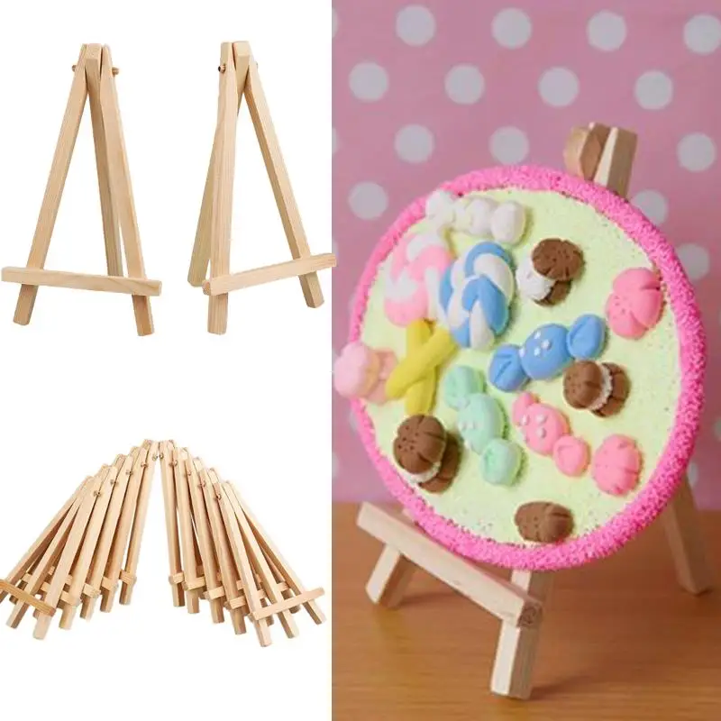 

Easel Wooden Color 10pcs Wooden Mini Art Craft Artist Pen Brushes Supplies Stand Mini Easels Holder Display Name Card