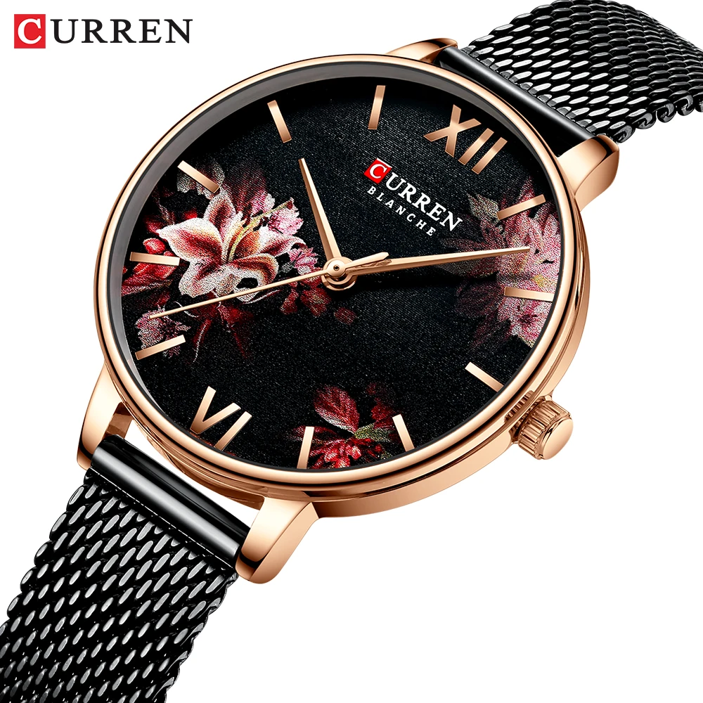 

New Women Watches CURREN Stainless Steel Mesh Quartz Wristwatch Female Casual Charm Watch for Ladies relogios feminino for Gift