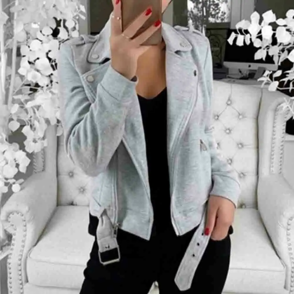 

Fashion Women Autumn Winter Warm Casual Jacket Coats Zip Up Biker Flight Simple Slim Fitting Top Coat Outwear