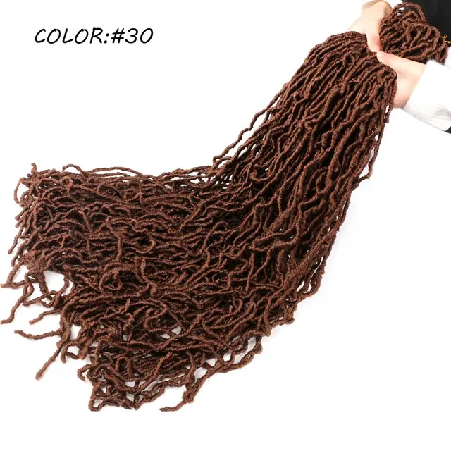 Mtmei Hair Faux Locs Crochet Hair Natural Curly Dreadlocks Hair Black Dark Brown Soft Locs Crochet Braids 18
