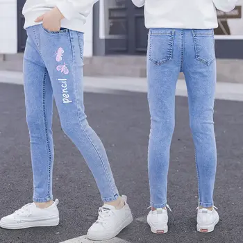 Girl Jeans with Butterfly Print Princess Skinny Jeans Kids 1