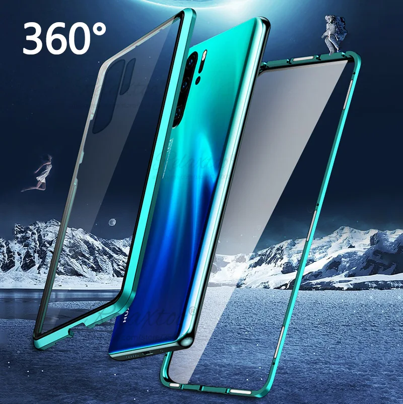 Чехол с магнитной адсорбцией для huawei p30 lite pro двусторонний чехол из закаленного стекла для телефона на p 30 p30lite металлический бампер
