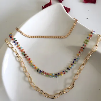 

Bohemian Multilayer Pendant Necklace for Women Fashion Geometric Charm Chain Necklace Wholesale Chirstmas Jewelry