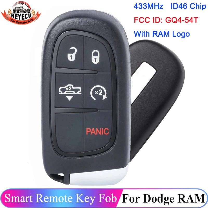 Replacement Keyless Entry Remote Fob For 2013-2021 Dodge RAM 1500/2500/3500 - GQ4-53T 433MHz