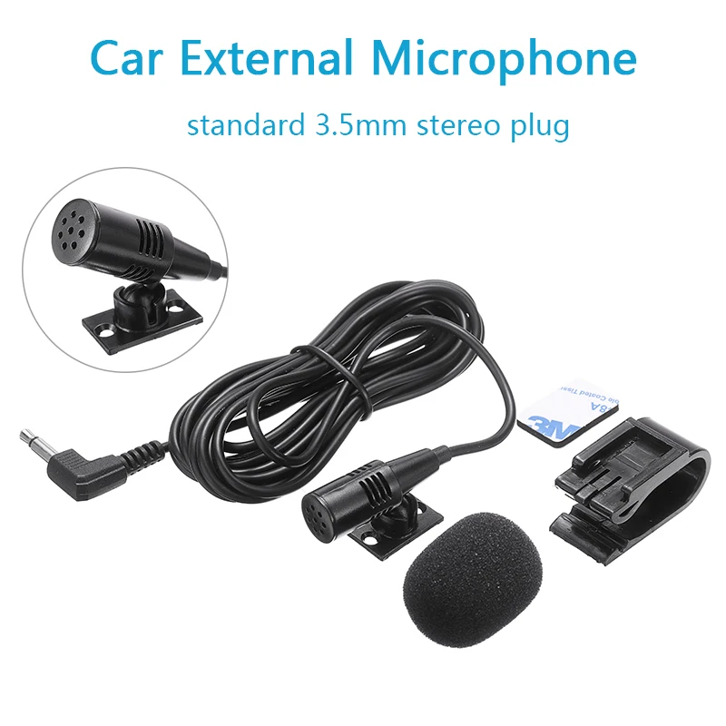 Pohiks-micrófono externo de 3 metros de longitud, conector de 3,5mm, con soporte para receptor de Radio de Audio estéreo, 1 ud.