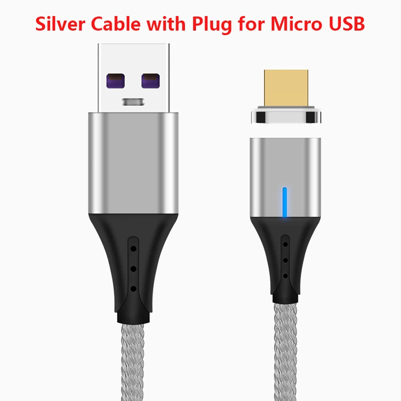 5А Магнитный кабель Micro usb type C светодиодный супер быстрый зарядный кабель для iPhone samsung huawei Xiaomi Android телефонный кабель 1 м - Цвет: With plug Micro USB