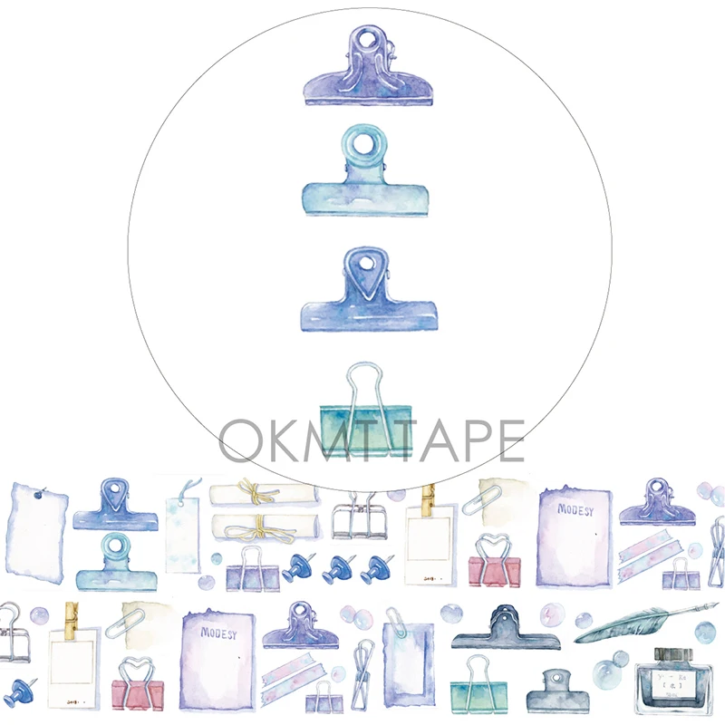 

watercolor washi tape clipper stationery