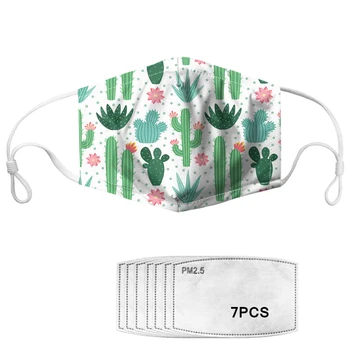 

Cute Cartoon Cactus Girls Face Mouth Masks 7pcs Anti Haze PM2.5 Filter Students Soft Reusable Comfortable Mascarillas For Adults