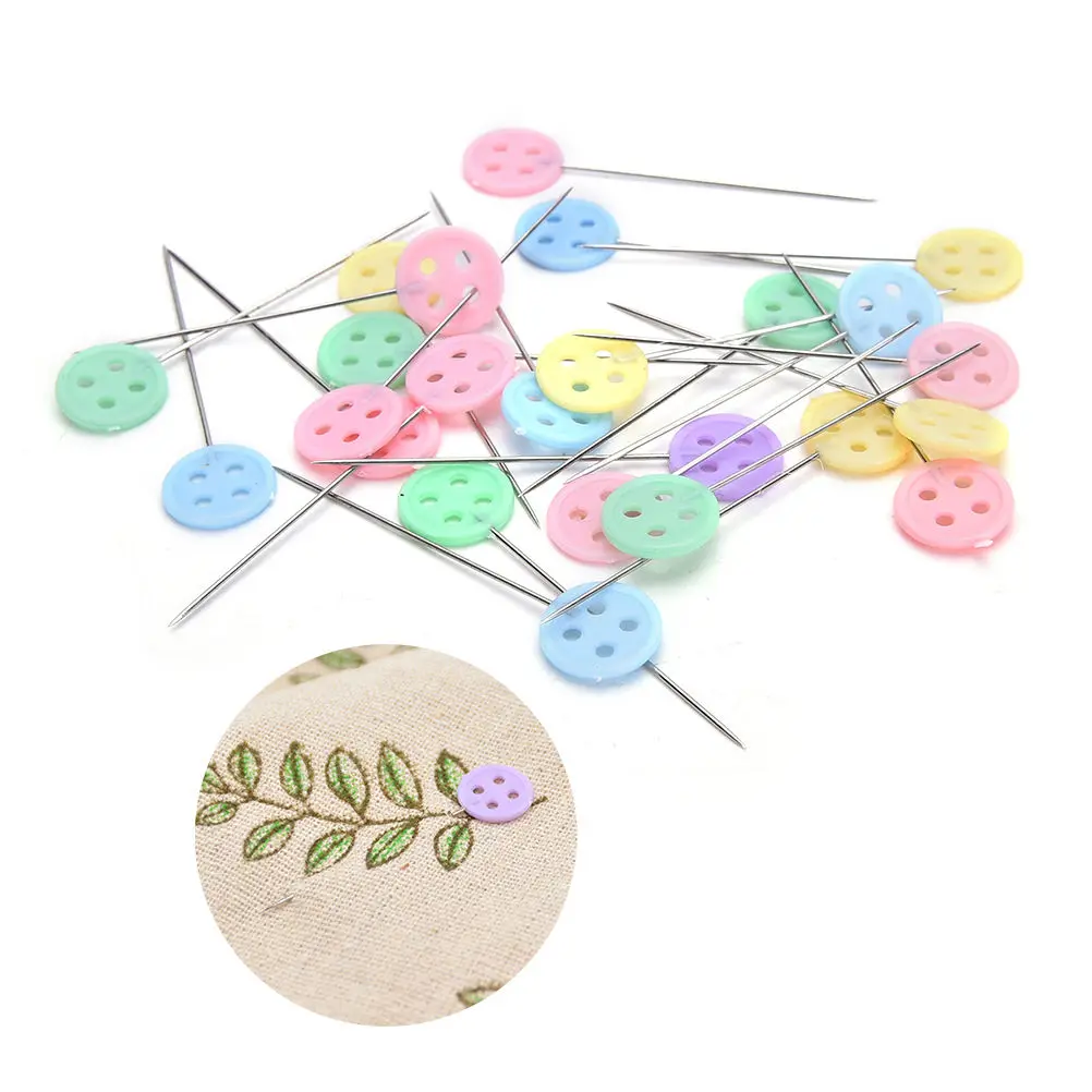 100Pcs Patchwork Pins Locating Pin Flat Pins With Flower Bow Tie Button Shape Head Apparel Sewing Accessories Wholesale