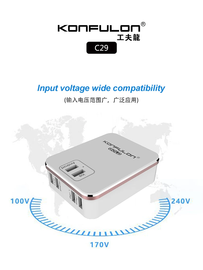6USB мобильное зарядное устройство быстрое зарядное устройство QC3.0 EU US UK зарядное устройство для мобильного телефона адаптер для samsung iPhone Ipad Xiaomi C29