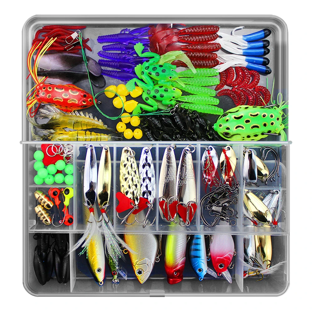 141pcs Multi Fishing Lures Set Wobblers Hooks Soft Lure Kit Artificial Hard Bait Minnow Metal Jig Spoon Crankbait Tackle | Спорт и