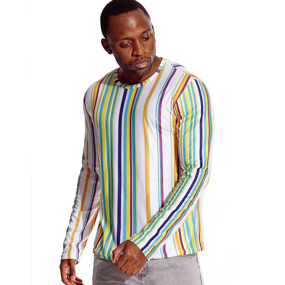 Rainbow Striped Crew Neck Long Sleeve T 
