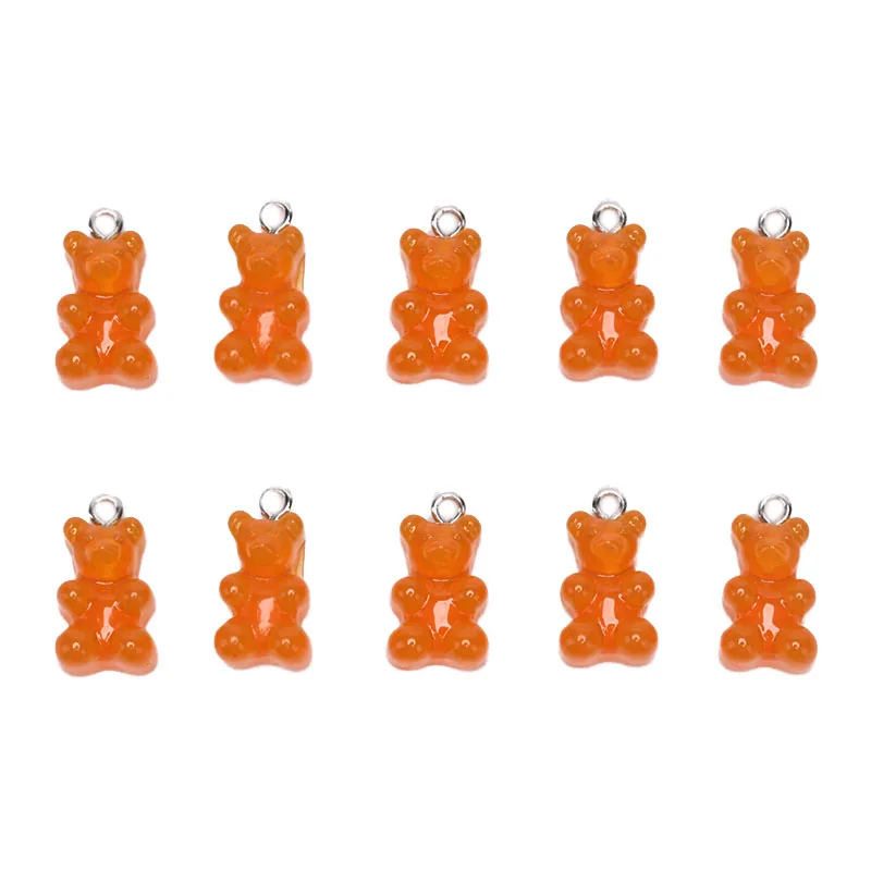 orage 10 шт., хит, новинка, модные милые шармы Gummy Bear, плоская задняя часть, Полимерные Подвески, ожерелье, подвеска, серьги, подвески для украшения своими руками 1*1,7 см - Цвет: orage