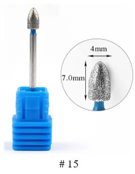 17 типов алмазных пилочек для ногтей, фрезы из вольфрамовой стали 3/3", фрезы для маникюра, электрические аксессуары, шлифовальный резак, 1 шт - Цвет: Type 15