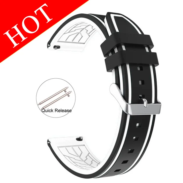 Soft Silicone Sport Watchband 20mm 22mm 24mm 26mm Rubber Diving Waterproof Men Replacement Bracelet Band Strap Watch Accessories Black-white-02