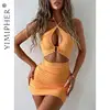 Ruched Cross Halter Bodycon Women Sexy Short Mini Dress Outfit Solid Backless