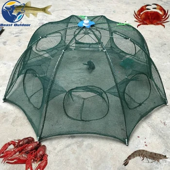 

Folded Portable Hexagon 4/6/8/10/12 Hole Automatic Fishing Shrimp Trap Fishing Net Fish Shrimp Minnow Crab Baits Cast Mesh Trap