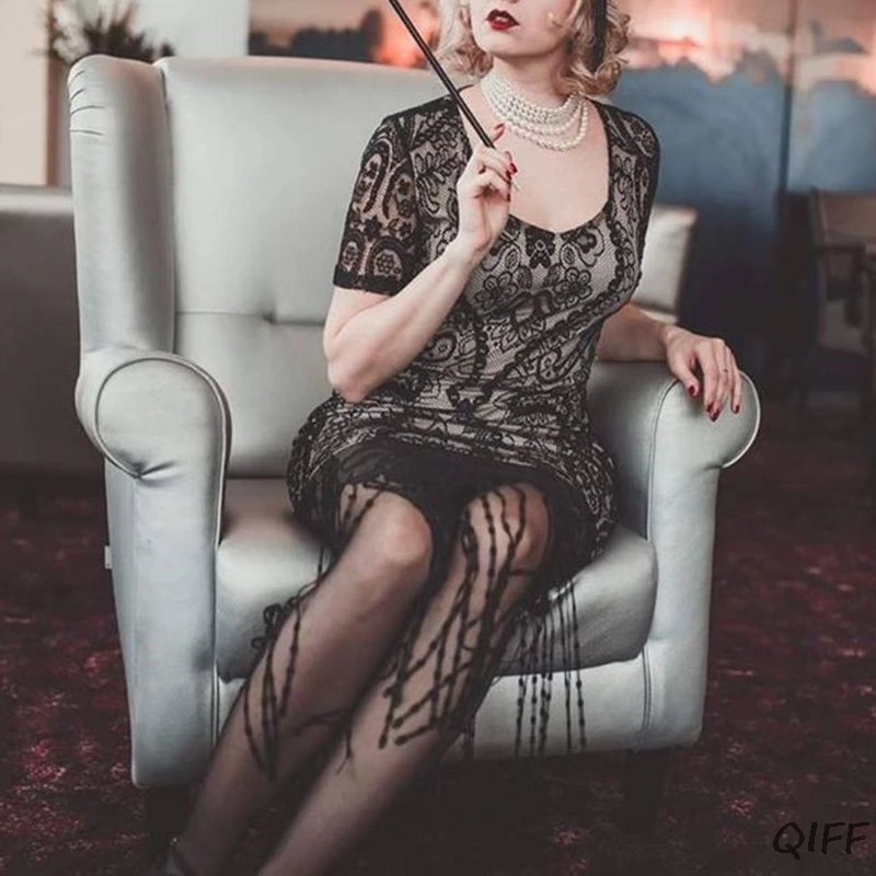 1920s Charleston Flapper, костюм для девочек, нарядное платье, имитация жемчуга, ожерелье из бисера, длинные черные перчатки, держатель для сигарет для женщин