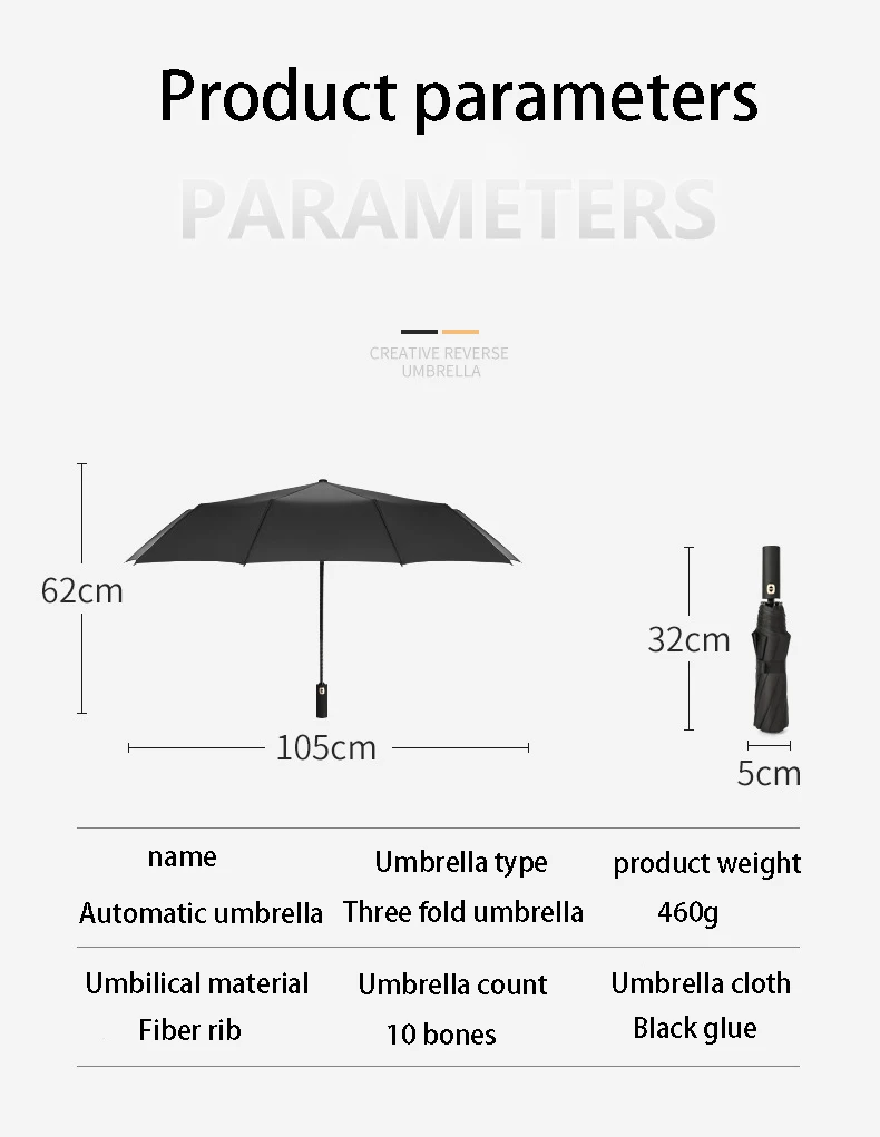 Explosion models automatic umbrella three fold windproof umbrella men and women sun umbrella three fold black plastic umbrella