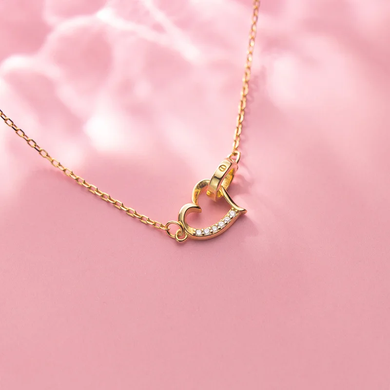 MLKENLY 925 Стерлинговое Серебро сладкое и тщательное сердце-шипованное ожерелье Корейская версия маленькой свежей девушки моды ключицы ча