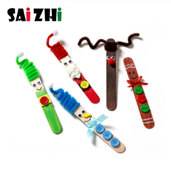 

Saizhi Wooden Popsicle Puzzle Stick Kids Hand Crafts Art Ice CreamIce Stick Set DIY Making Funny Children Toys Gifts