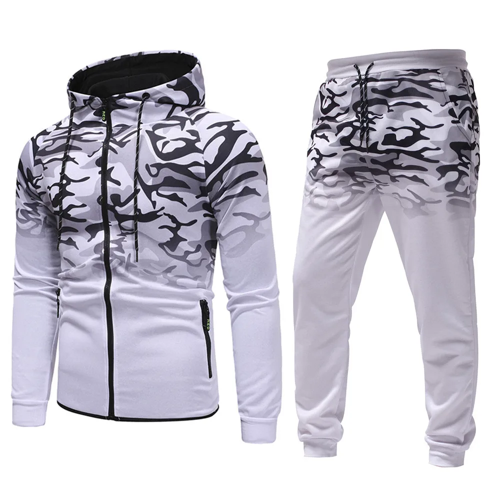 

2020 Men's Sports Suit Tracksuit Spring Winter Camouflage Sweatshirt Top Pants Sets Sportswear Hoodies Pants Suit Tracksuit Set