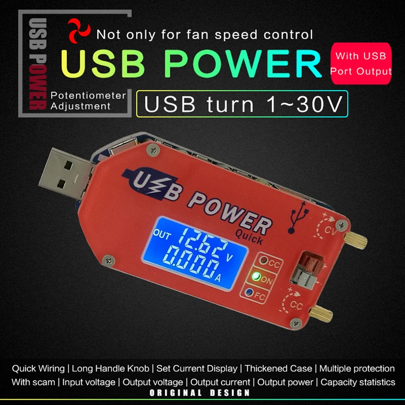 

Digital display USB adjustable power module DC 1-30V 15W QC 2.0 3.0 FCP Quick charge laboratory power supply regulador