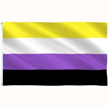

Nonbinary Pride Flag LGBTQIA Non-Binary NB Genderqueer Gender Identity Vibrant Rainbow Banner Decoration for Indoor Outdoor
