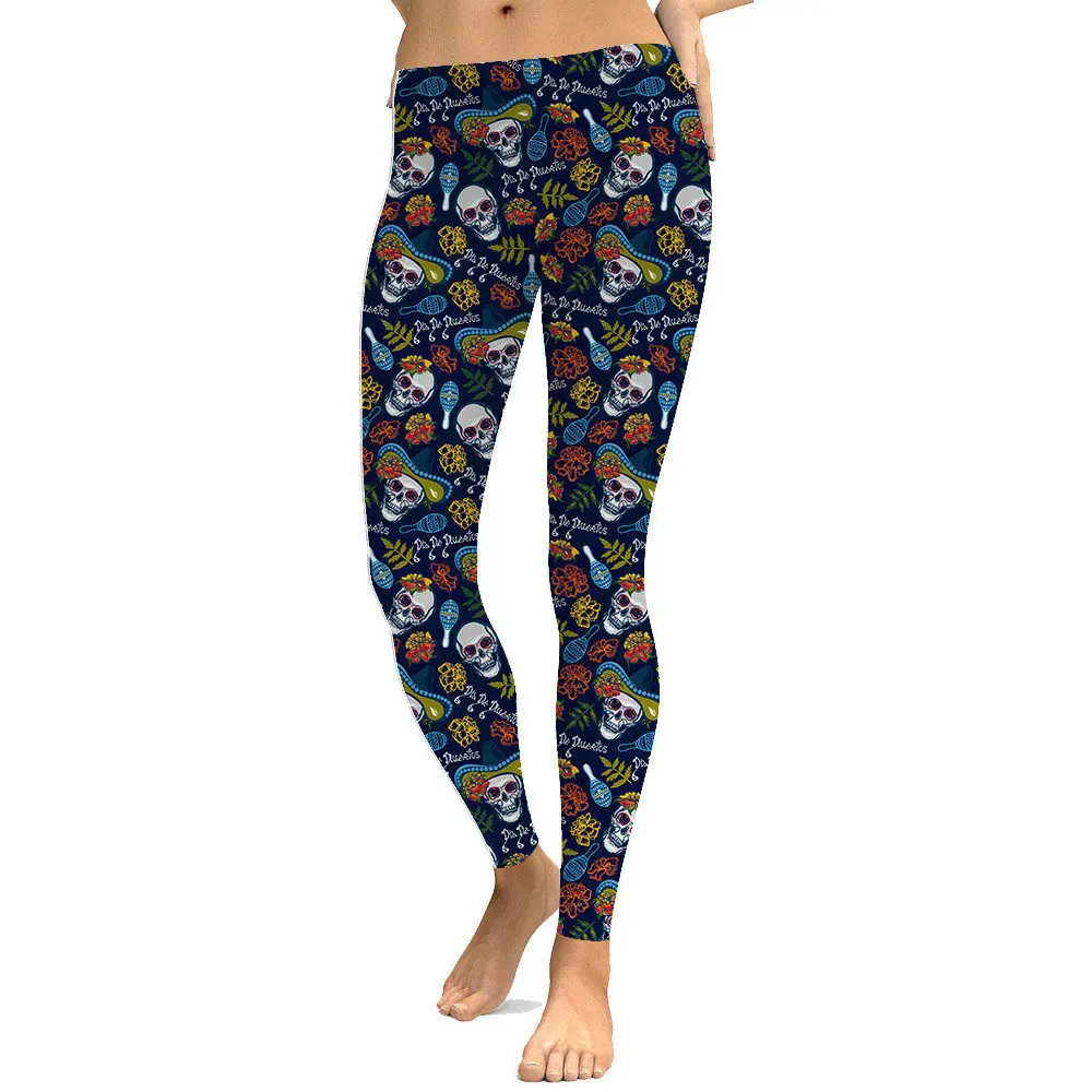 Sexy Leggings Women's Indian Skull Leggings Digital Print Pants Trousers Stretch Pants Plus Size - Цвет: TYLGS-C0001