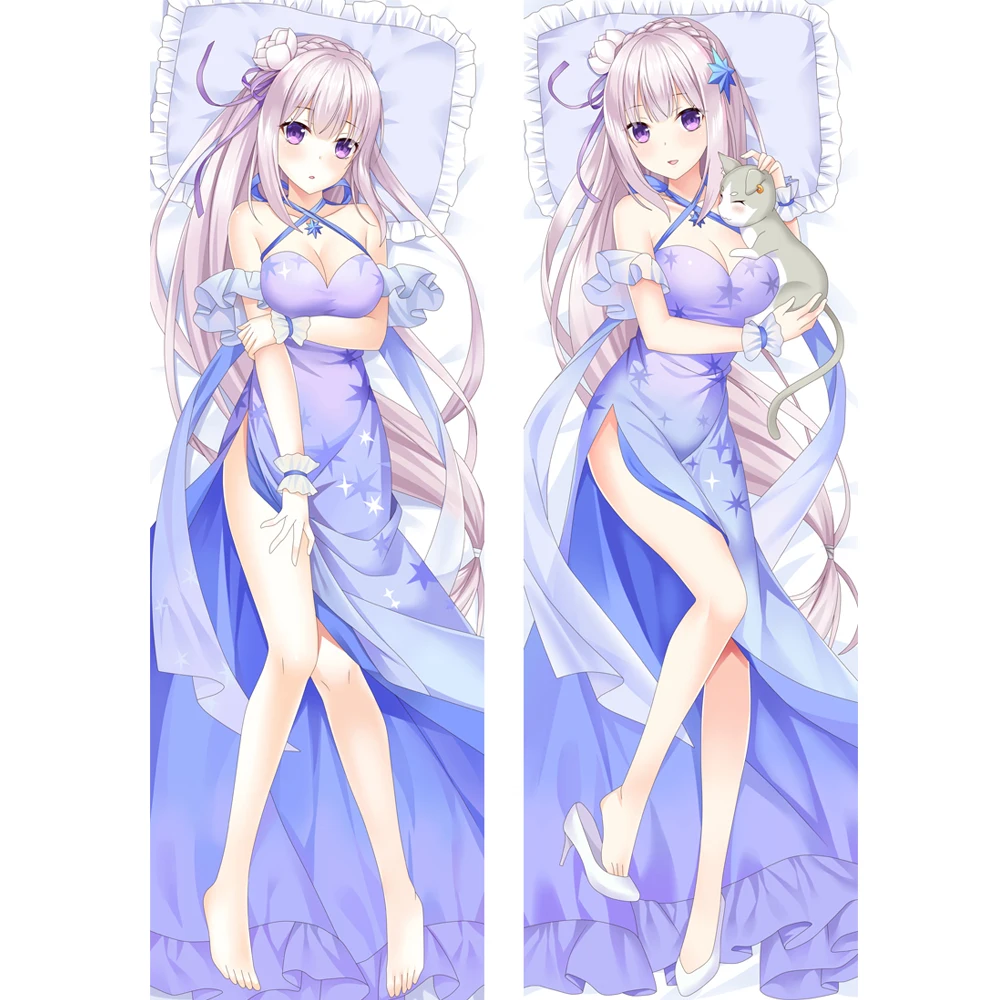 Anime Dakimakura Re Zero Starting Life In Another World Emilia Puck Cat Double Side Printed Fullbody Pillow Case Pillow Cover Pillow Case Aliexpress