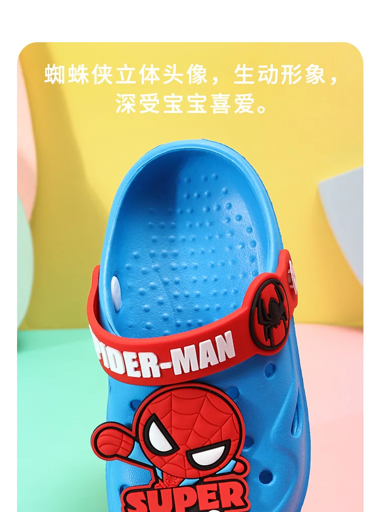 Disney Spiderman Baby Boys Garden Shoes Anime Hero Slippers Kids Mules Clogs Footwear Children Anti Slip Flip Flop EVA Rubber Sh extra wide children's shoes