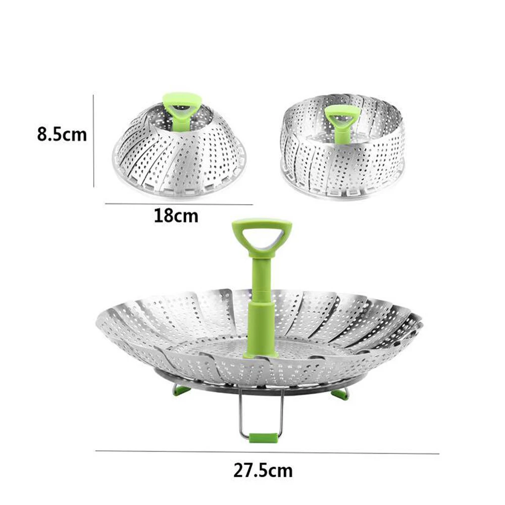 

Stainless Steel Retractable Food Steamer Cooker Steam Basket Steaming Tray Fruit Vegetable Bowl kitchen Accessories Cooking