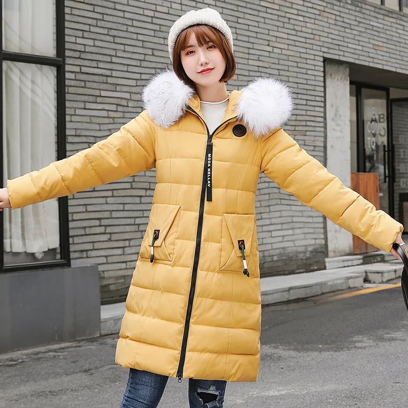 Plus Size 7XL 8XL Women Winter Jacket Fur Hooded Parkas Female Oversize Thick Warm Cotton Women Coat Winter Down Jackets - Цвет: Цвет: желтый