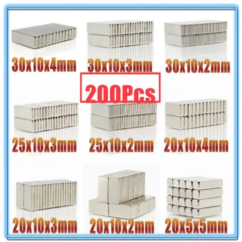 

200Pcs N35 Neodymium Magnet Block 20X10X2 20X10X3 20X10X4 20X10X5 25X10X3 30X10X2 30x10x4 20X5X2 mm Block Bar Magnets Rare Earth