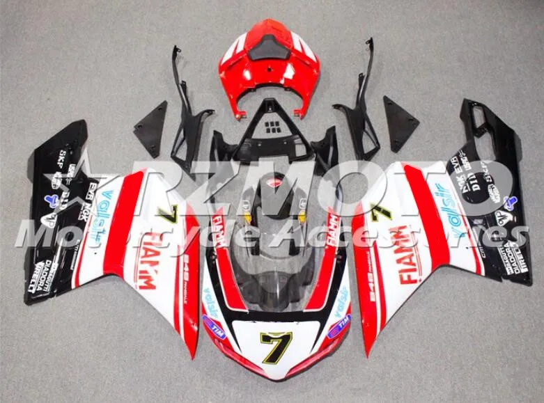 4 подарки ABS литья под давлением Обтекатели комплект подходит для Ducati 848 evo 1098 1198 1198s 2007 2008 2009 2010 2011 2012 черный серебристый - Цвет: number 7