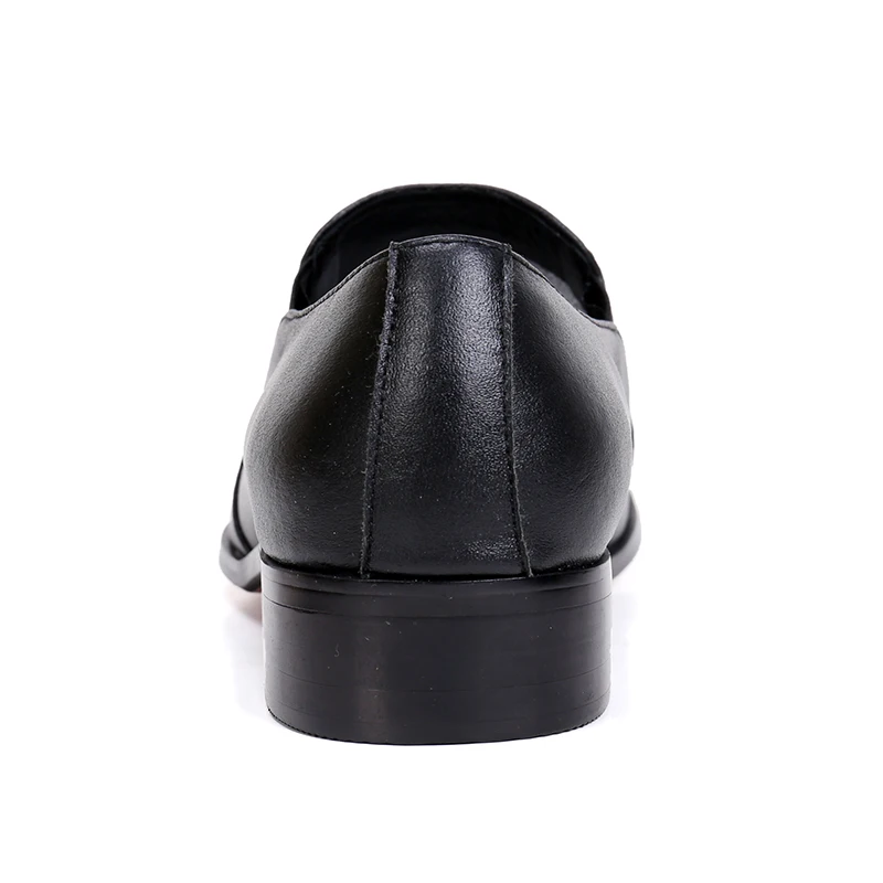 Christia Bella Business Formal Metal Pointed Toe Large Size Man Shoes Classical Black Genuine Leather Male Party Dress Shoes