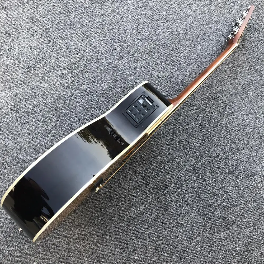 Высочайшее качество желтая Акустическая гитара OM body, гриф с надписью Solid spruce Top 28 style гитара
